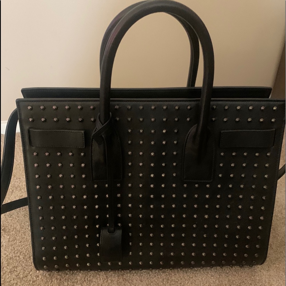YSL Sac De jour blk leather metal studs limited ed